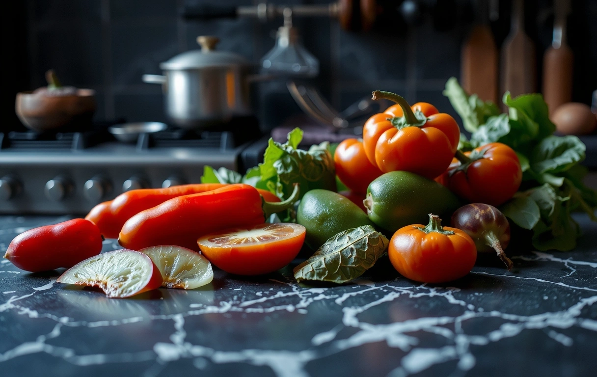 Ingredientes frescos de alta cocina